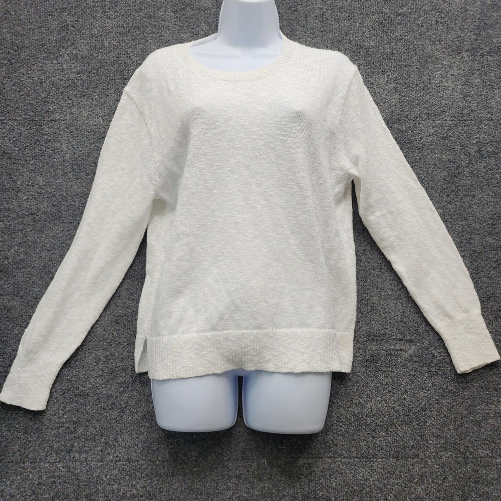 J.Crew Women's Textured Knit Crewneck Sweater Cotton Blend Preppy Coastal Size M